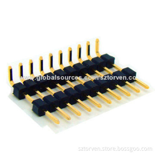 Pin Header, 2.0mm Pitch, Single Row, Right Angle DIP Type, with Stackable Insulator